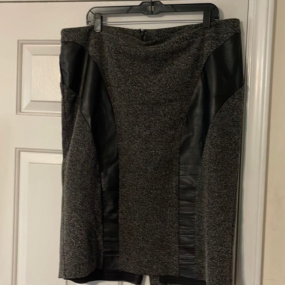 LANE BRYANT Womens Polyester Pencil Skirt Faux Leather Patch 18